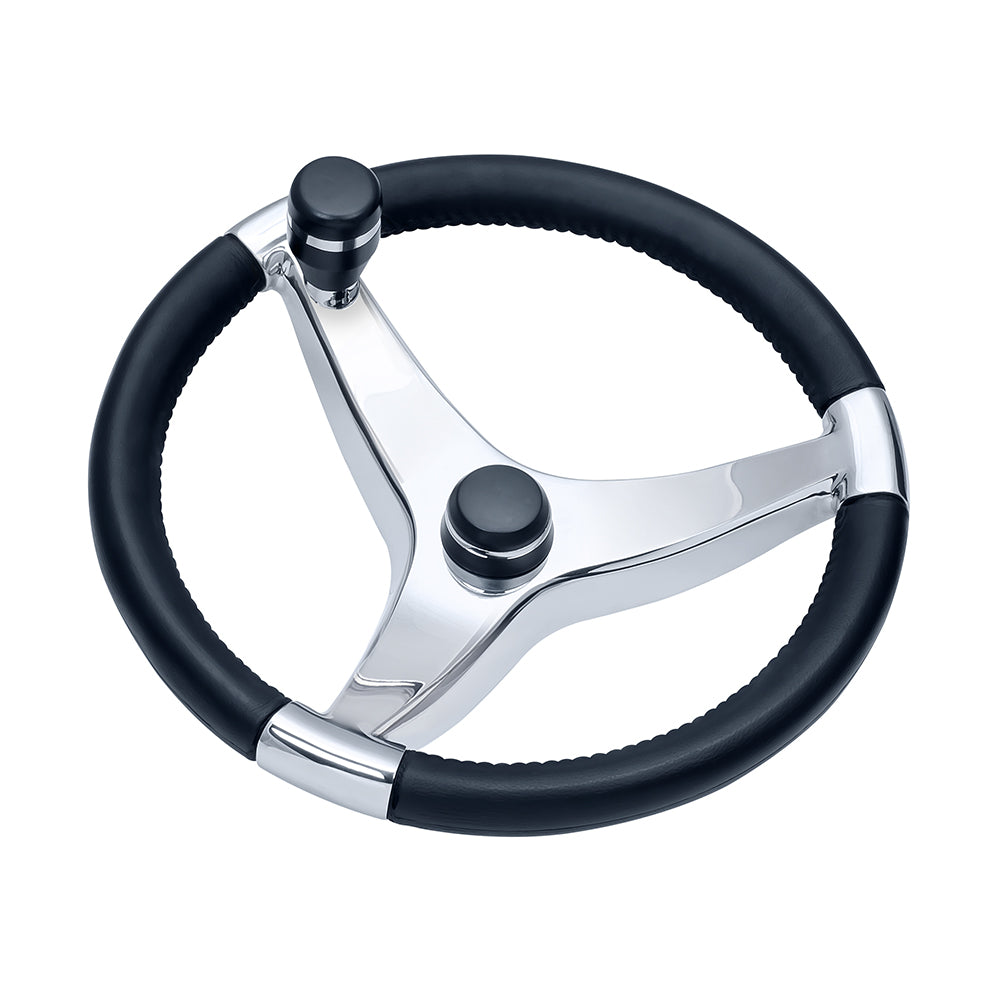Schmitt  Ongaro Evo Pro 316 Cast Stainless Steel Steering Wheel w/Control Knob - 15.5" Diameter [7241521FGK]