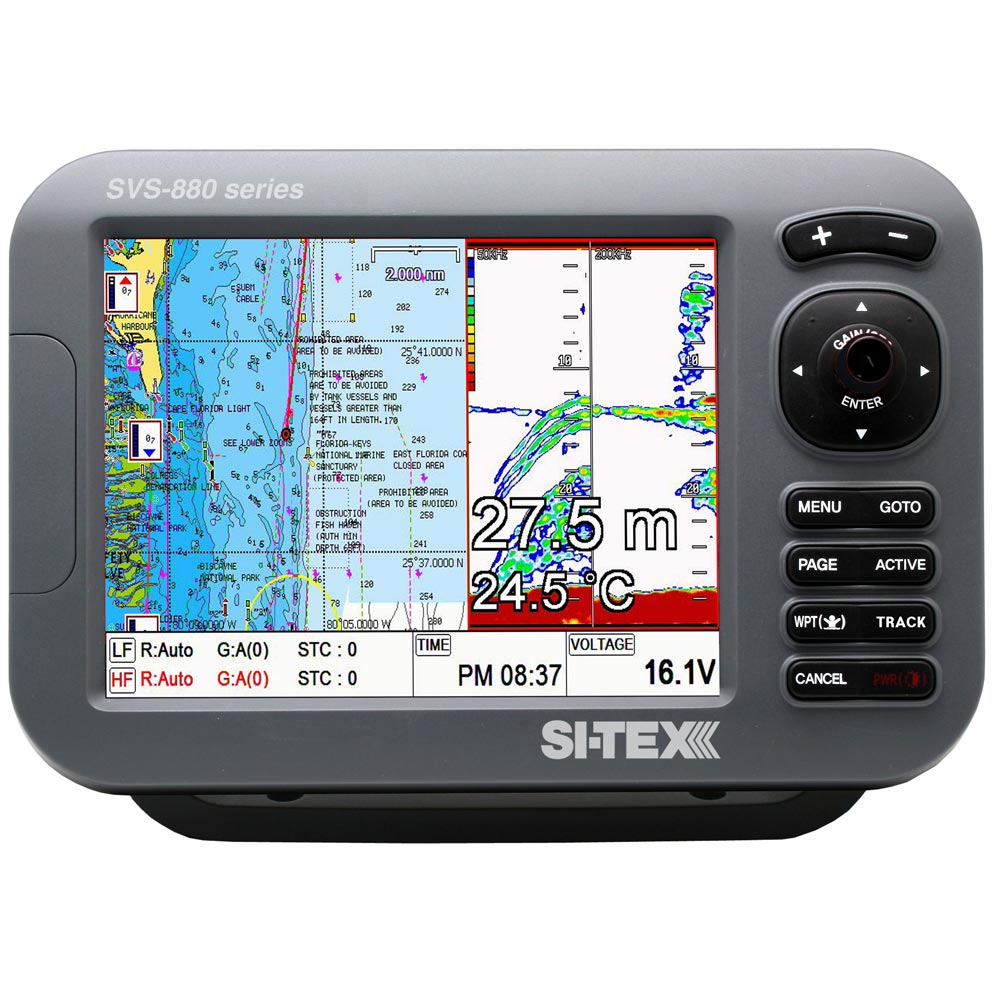 SI-TEX SVS-880CF 8" Chartplotter/Sounder Combo w/Internal GPS Antenna & Navionics+ Flexible Coverage Chart Card [SVS-880CF]