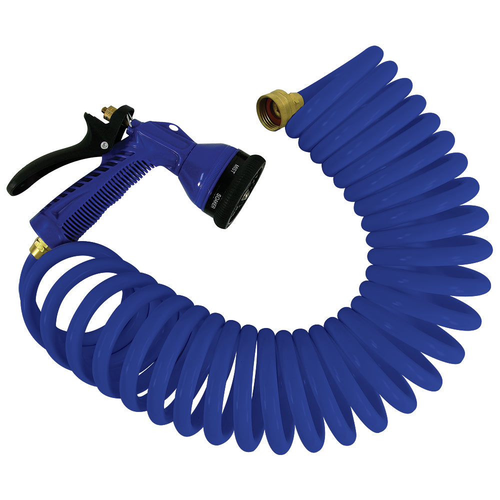 Whitecap 15 Blue Coiled Hose w/Adjustable Nozzle [P-0440B]