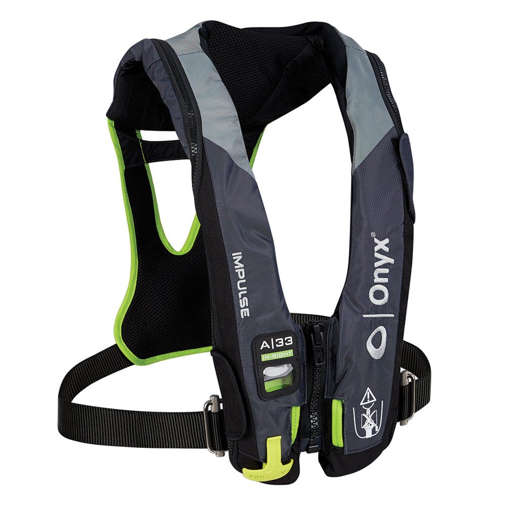 Onyx Impulse A-33 In-Sight w/Harness Automatic Inflatable Life Jacket (PFD) - Grey/Neon Green [134000-400-004-18]