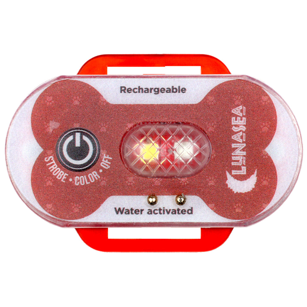Lunasea Dog Safety Water Activated Strobe Light - RF Transmitter  Alarm Receiver - Red Case  Blue Attention Light [LLB-63RB-C0-K3]
