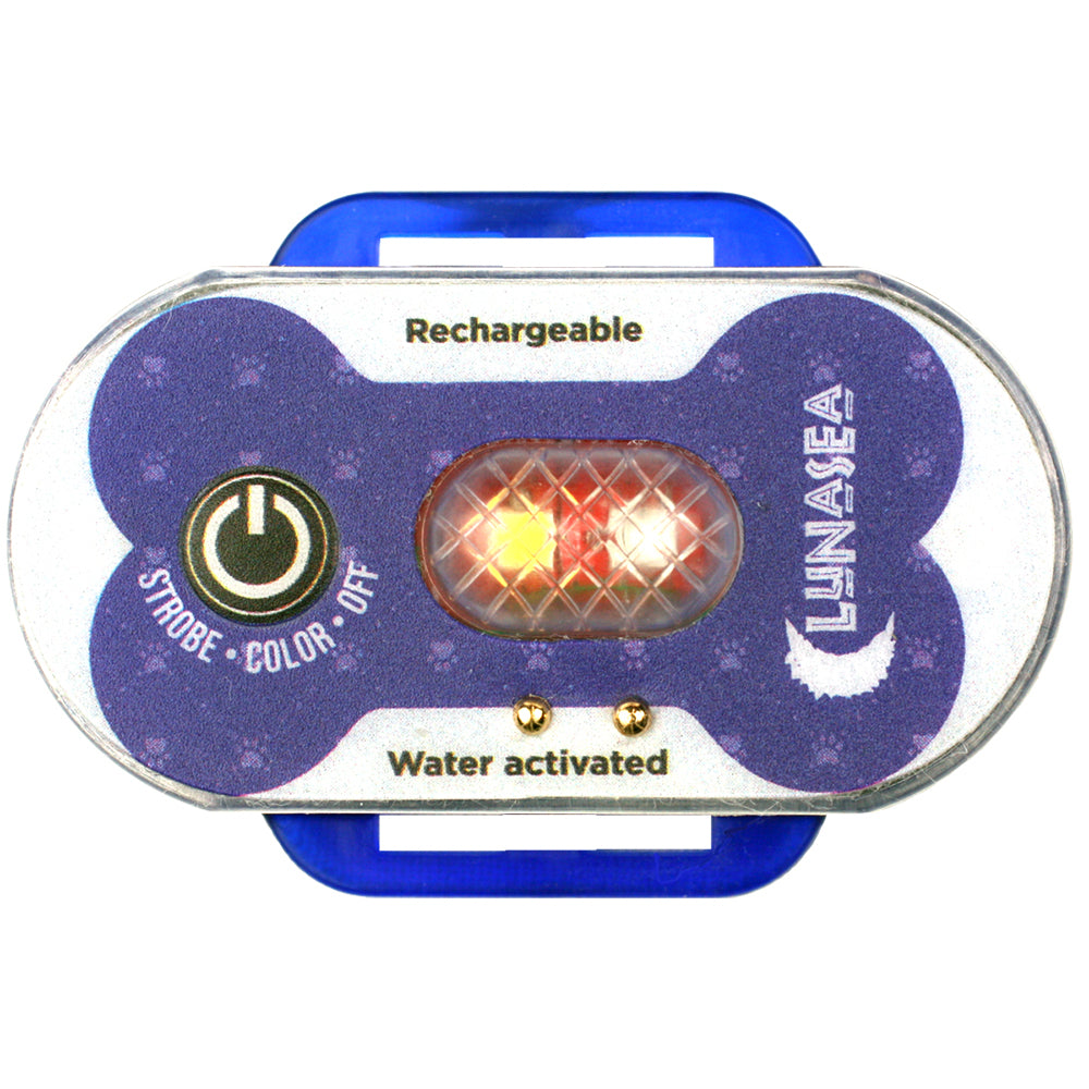 Lunasea Dog Safety Water Activated Strobe Light - RF Transmitter  Alarm Receiver - Blue Case  Blue Attention Light [LLB-63BB-D0-K4]