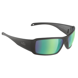 H2Optix Stream Sunglasses Matt Black, Brown Green Flash Mirror Lens Cat.3 - AntiSalt Coating w/Floatable Cord [H2020]